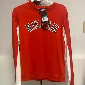 Nike Red and White Crew Neck Top